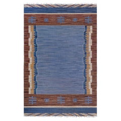 Doris Leslie Blau Vintage Swedish Flat Woven Rug by Johanna Bruns Vavskola