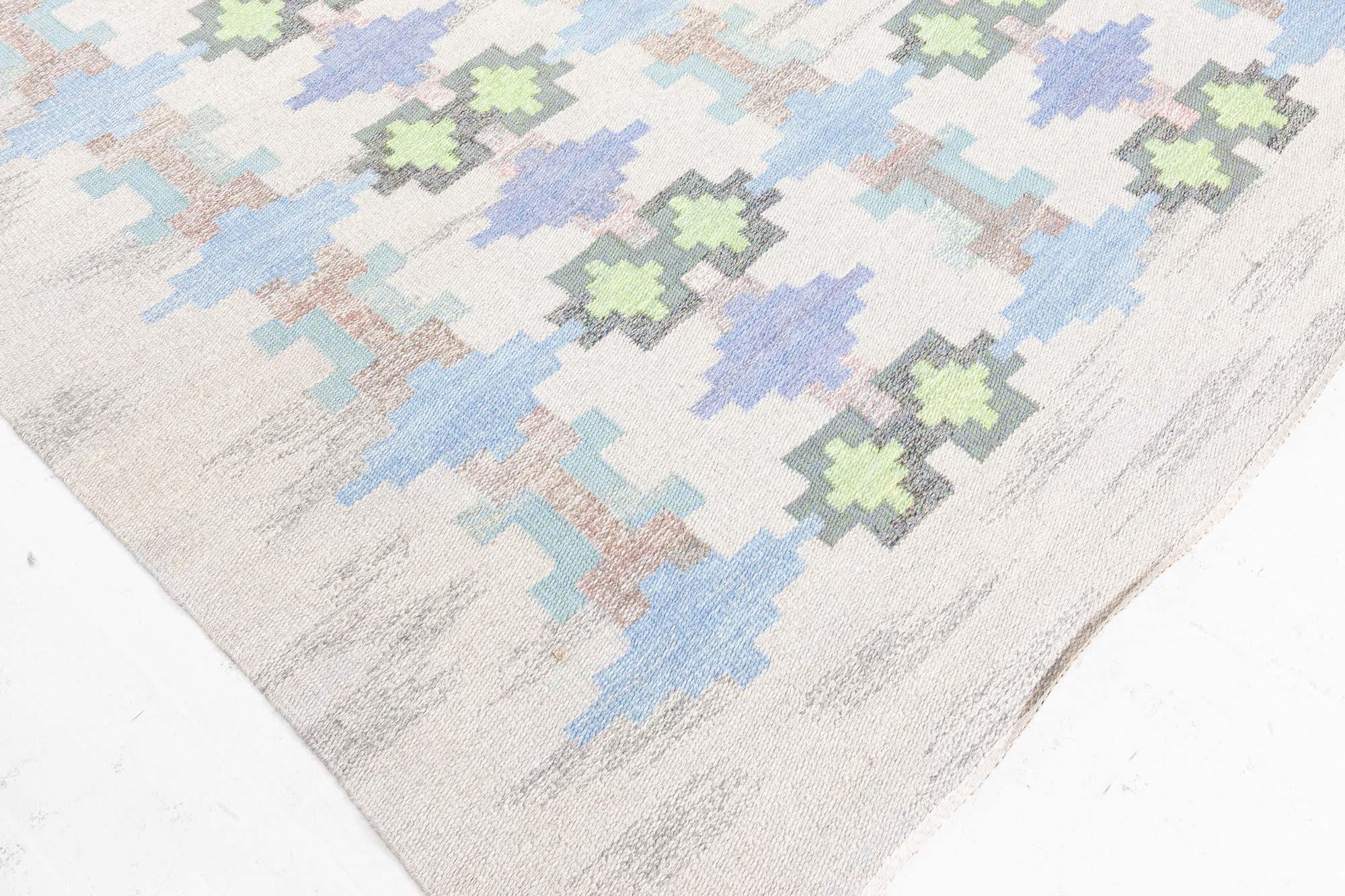 Doris Leslie Blau Vintage Swedish Flat Woven Rug by Judith Johansson In Good Condition For Sale In New York, NY