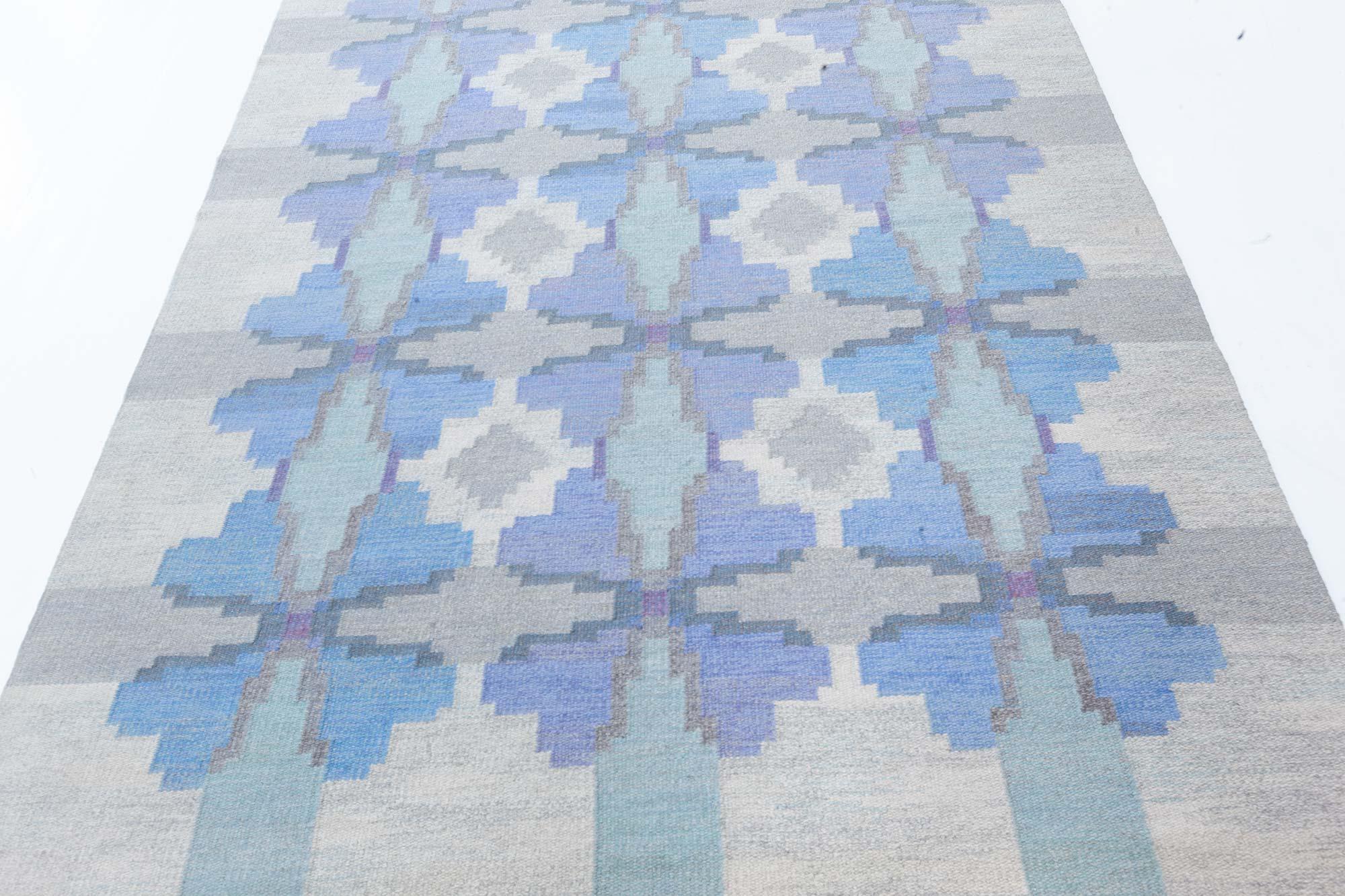 Doris Leslie Blau Alfombra sueca vintage de tejido plano de Judith Johansson en Bueno estado para la venta en New York, NY