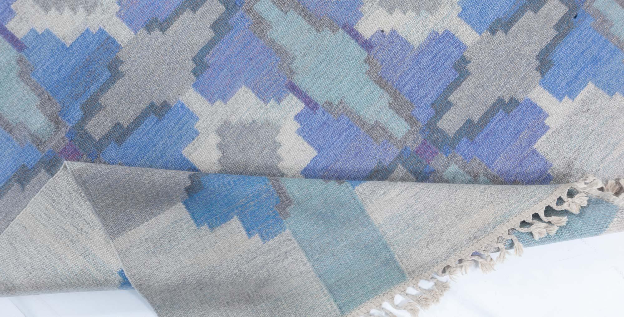 Doris Leslie Blau Alfombra sueca vintage de tejido plano de Judith Johansson en venta 1