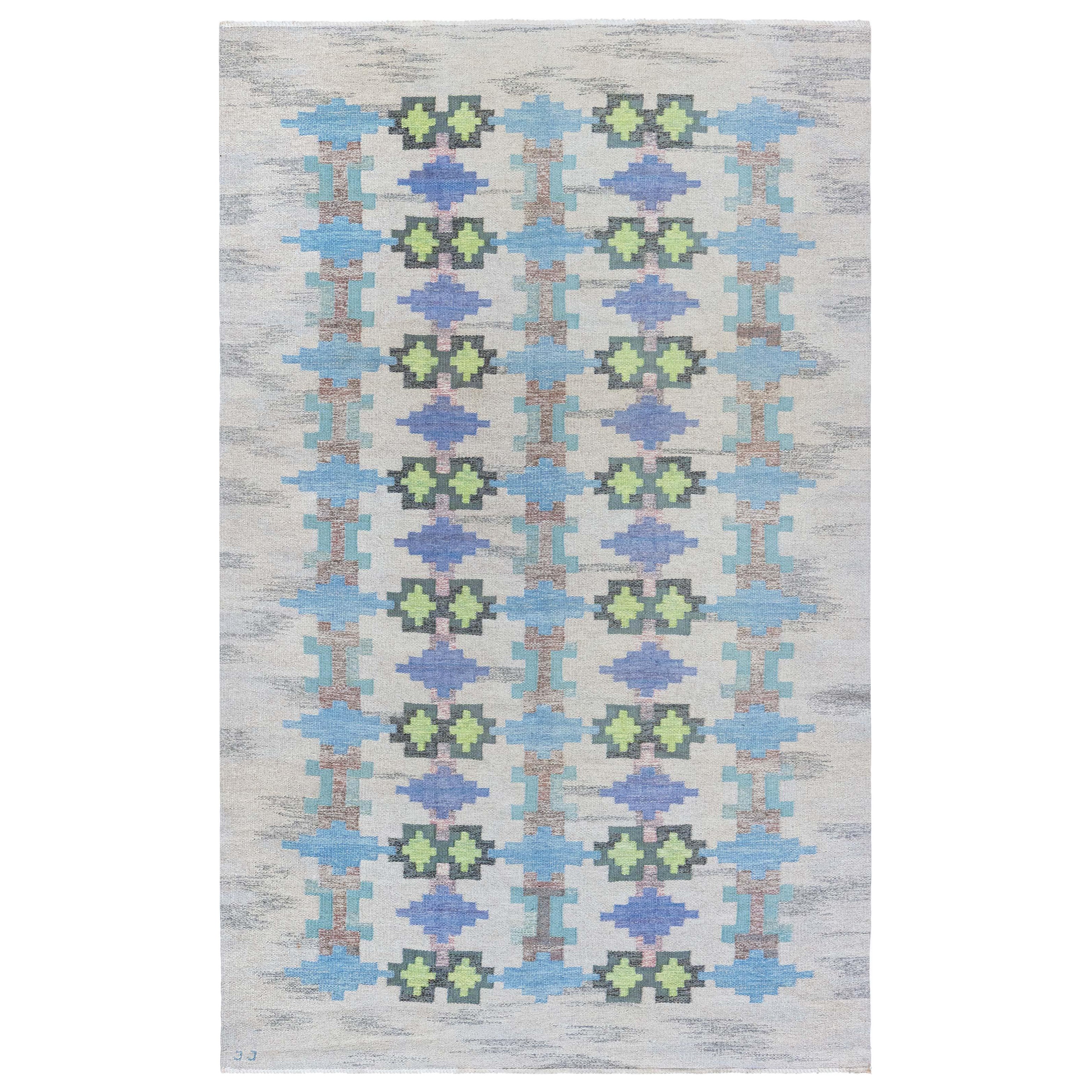 Tapis suédois vintage tissé à plat Doris Leslie Blau par Judith Johansson