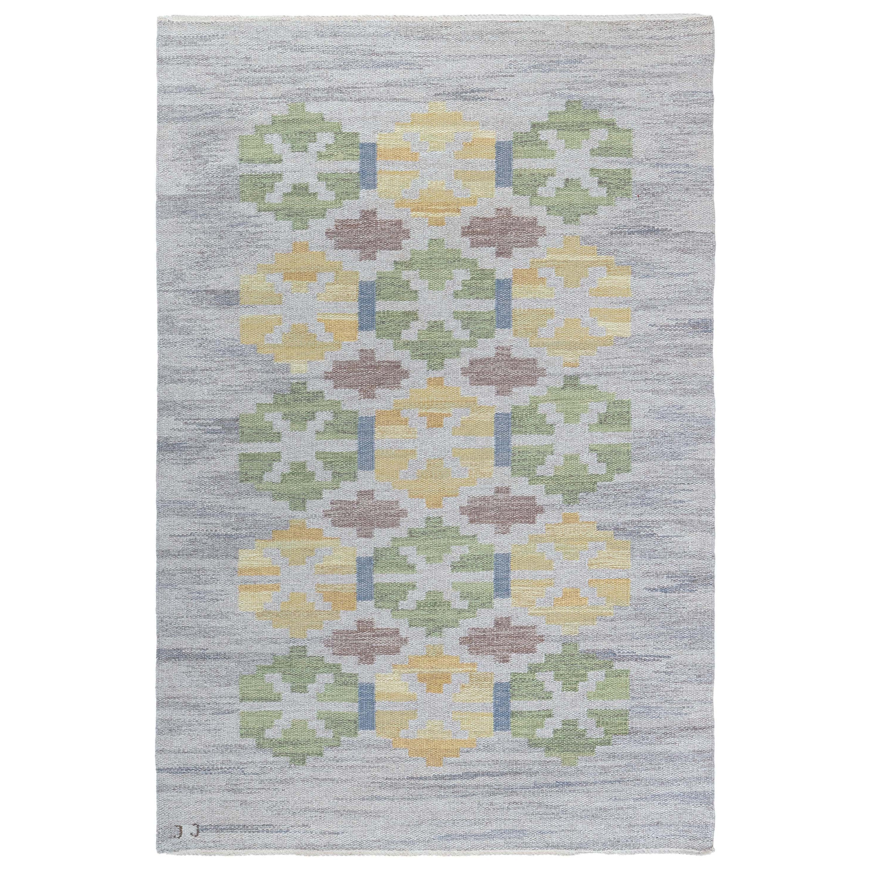 Doris Leslie Blau Vintage Swedish Flat Woven Rug by Judith Johansson