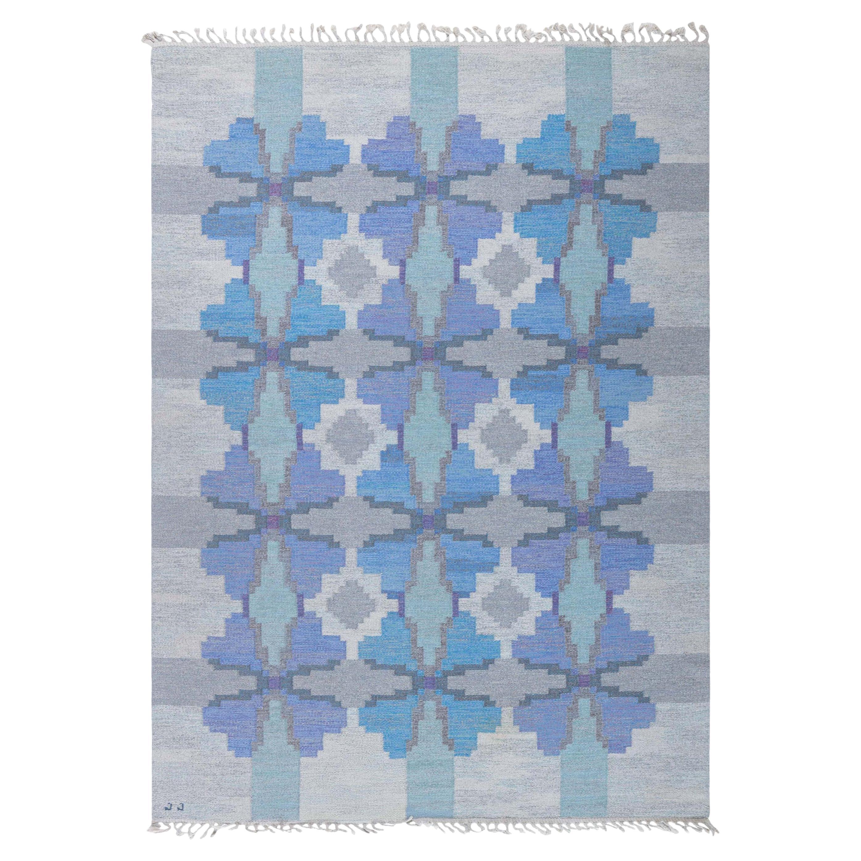 Doris Leslie Blau Vintage Swedish Flat Woven Rug by Judith Johansson