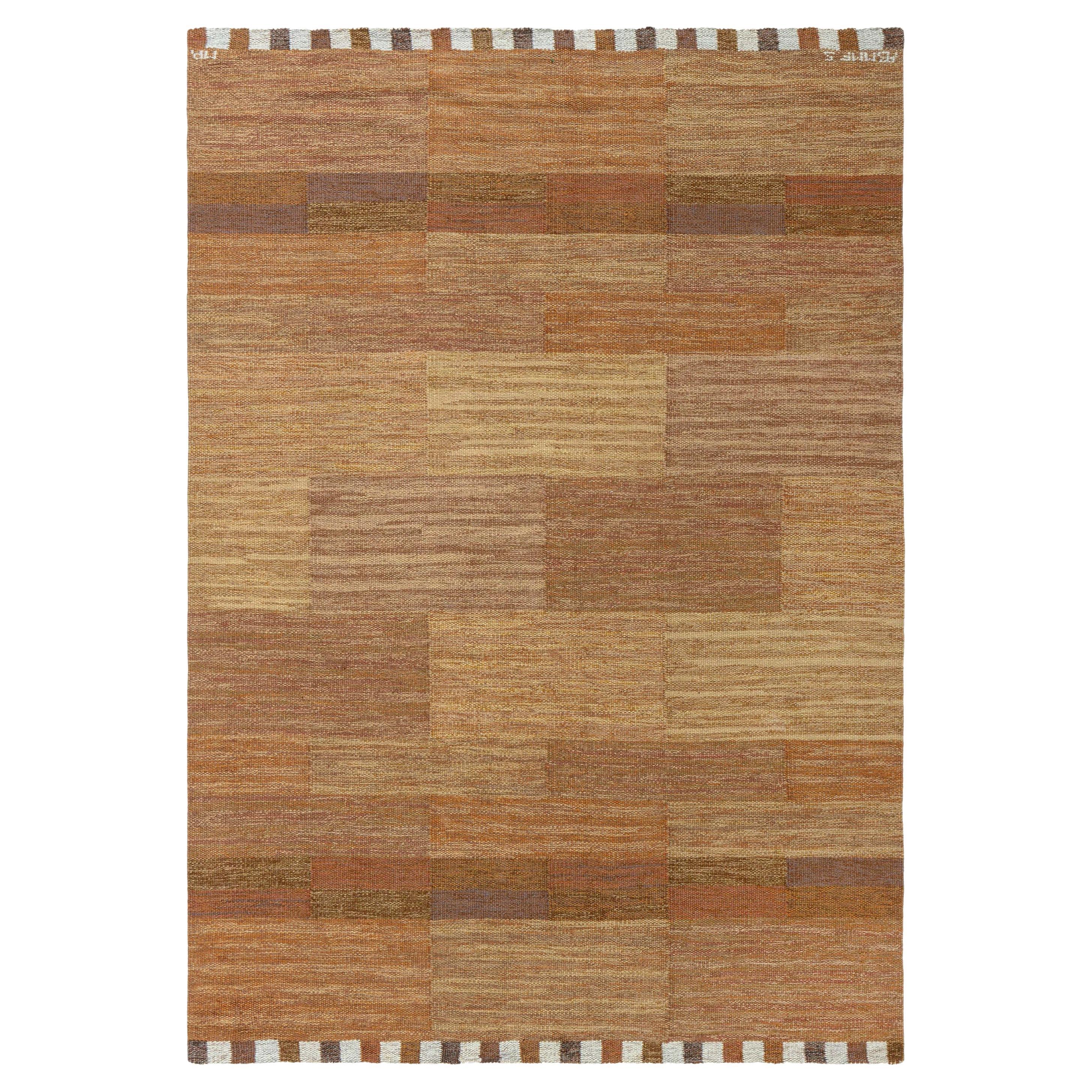 Doris Leslie Blau Vintage Swedish Flat Woven Rug by Marianne Richter AB MMF For Sale