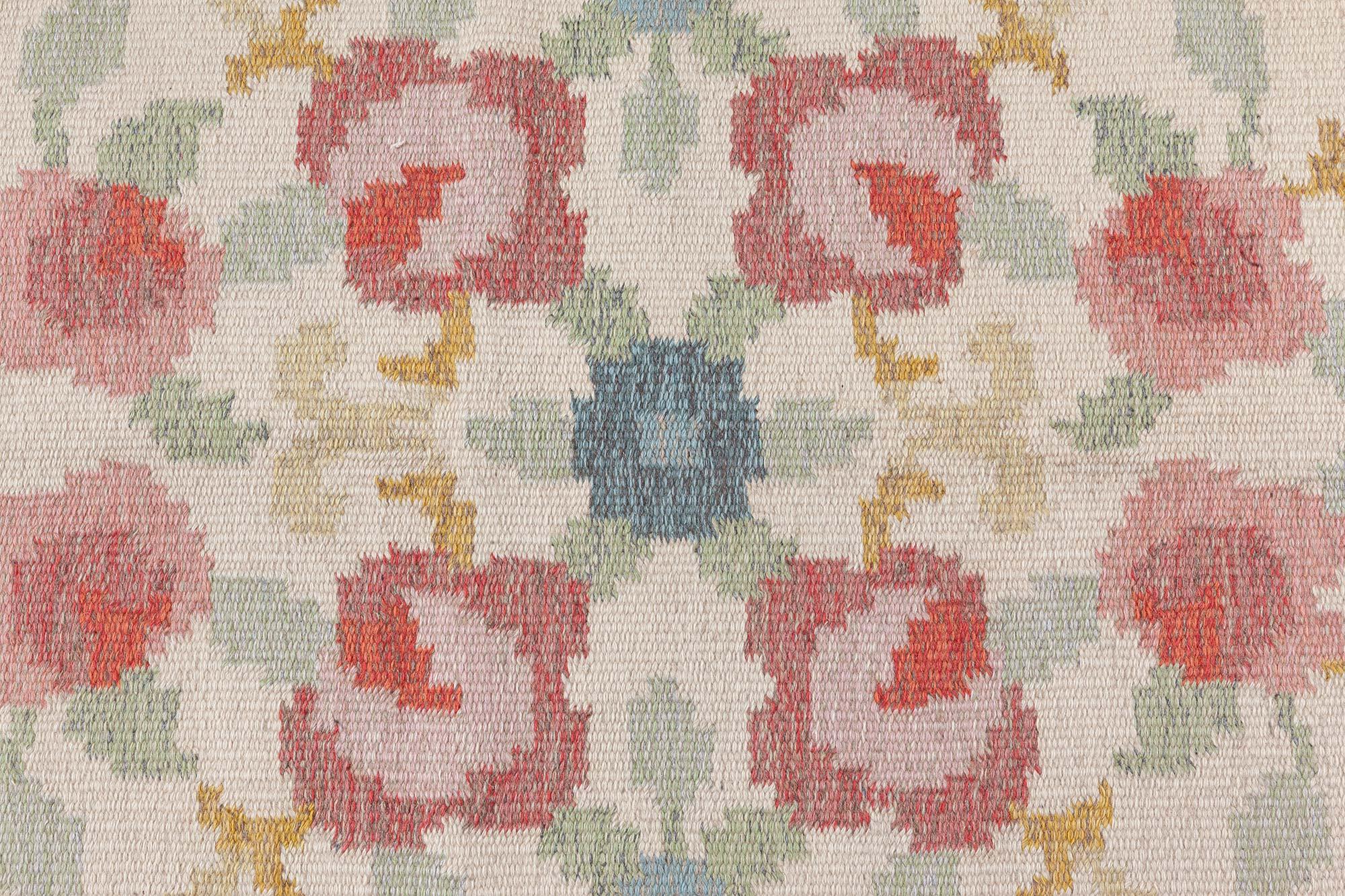 Mid-Century moderno Doris Leslie Blau Vintage Swedish Flat Woven Rug by Rakel Carlander in vendita
