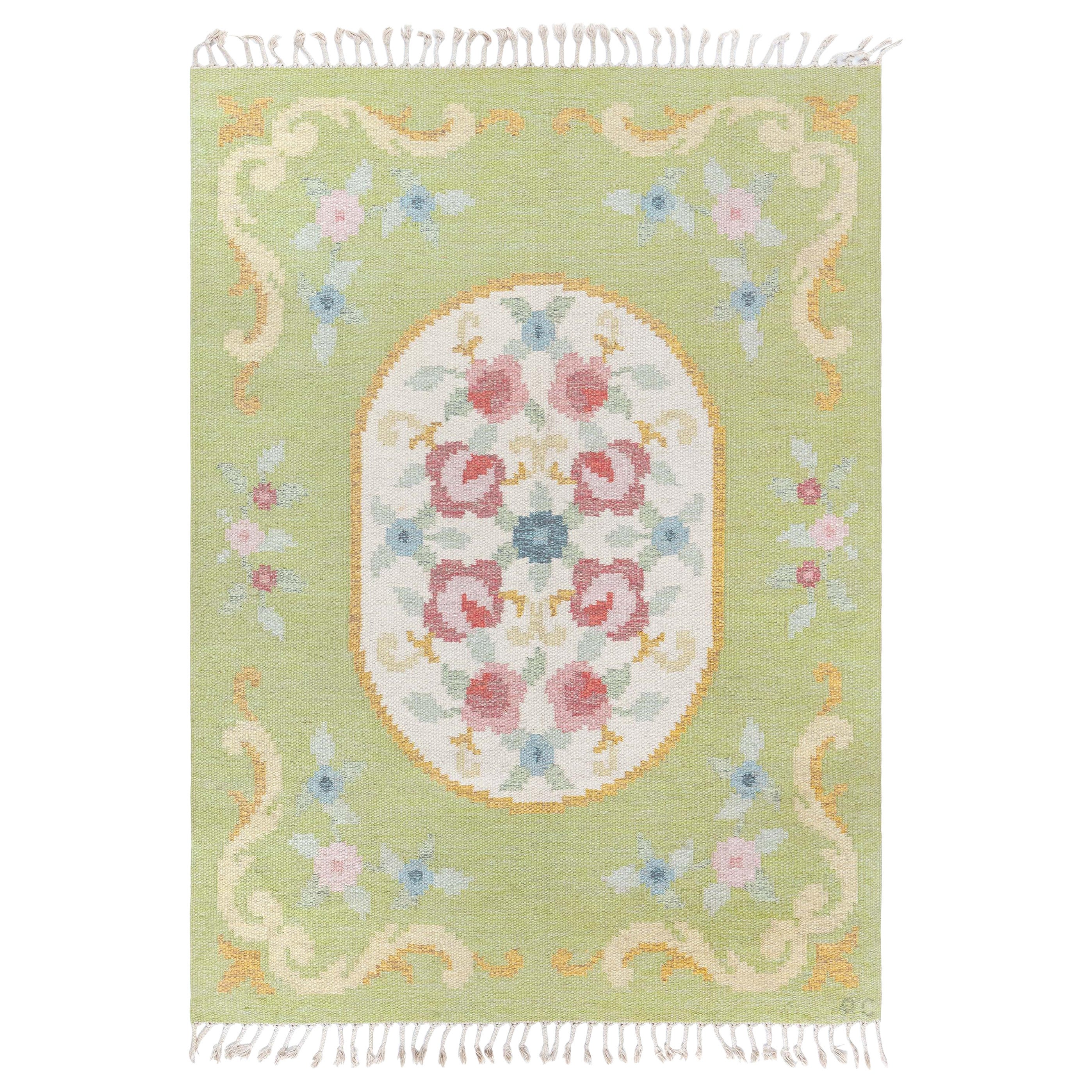 Tapis suédois tissé à plat vintage Doris Leslie Blau de Rakel Carlander