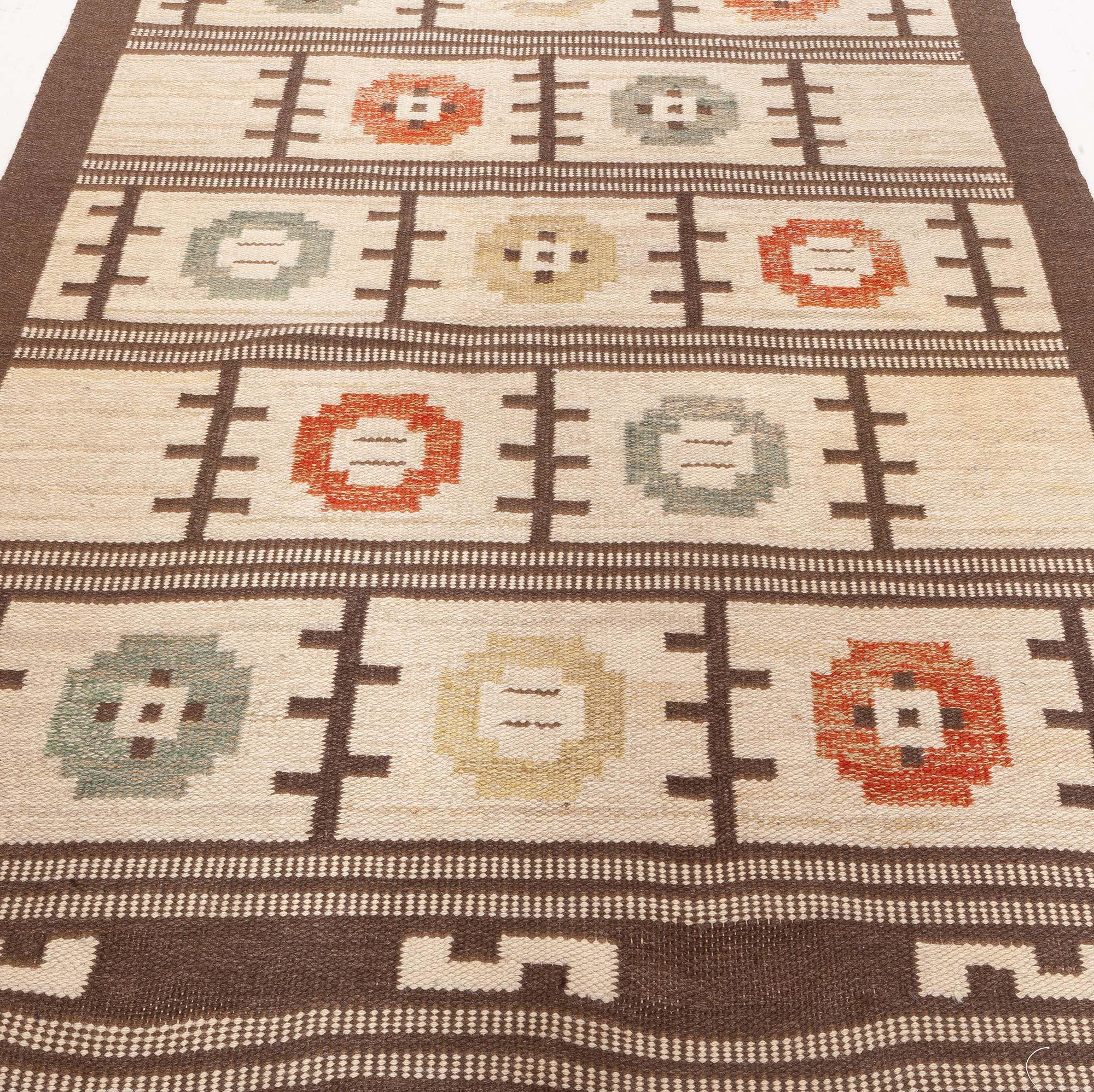 Vintage Swedish Flat Woven Rug
Size: 5'0