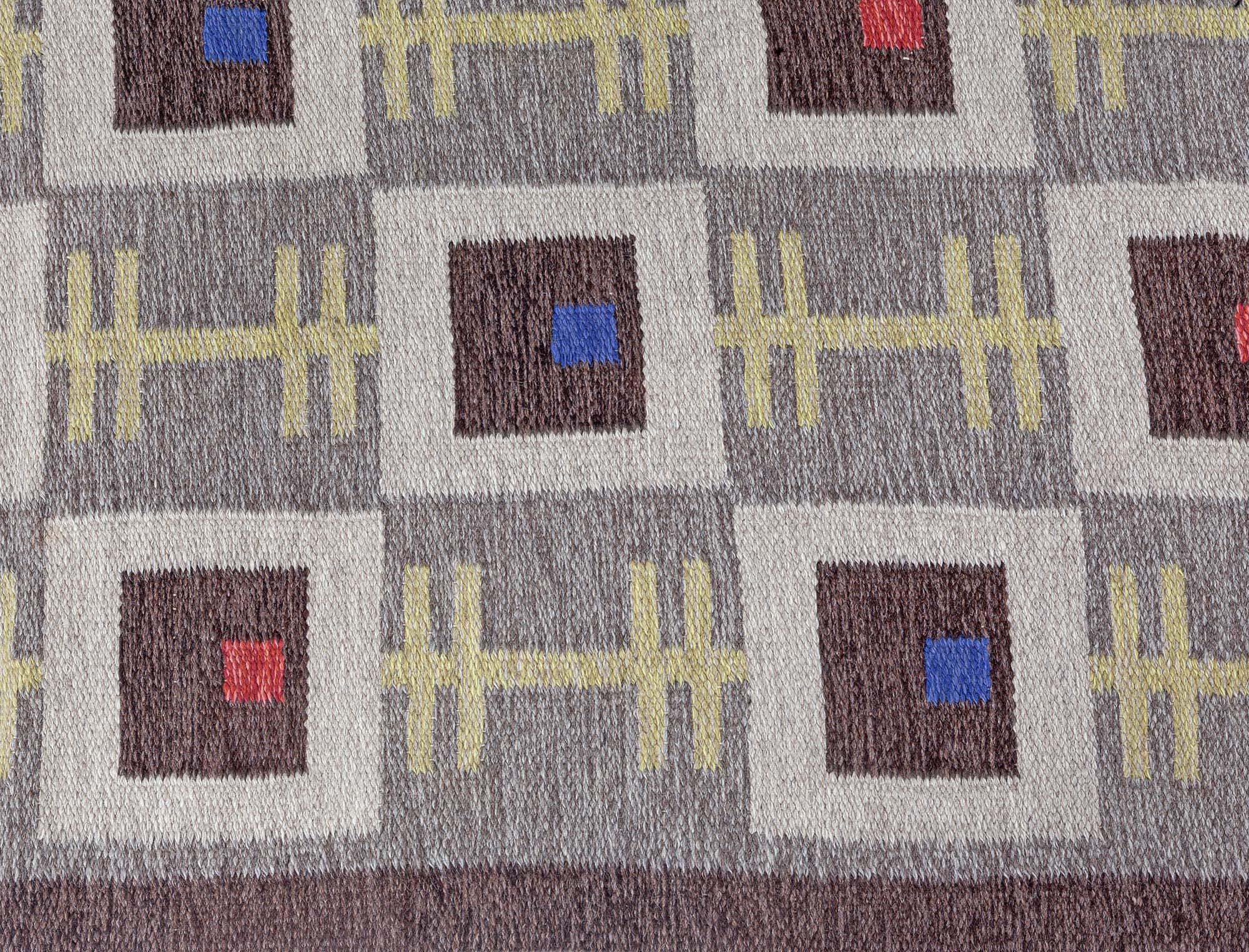 Mid-Century Modern Doris Leslie Blau Vintage Swedish Flat Woven Rug For Sale