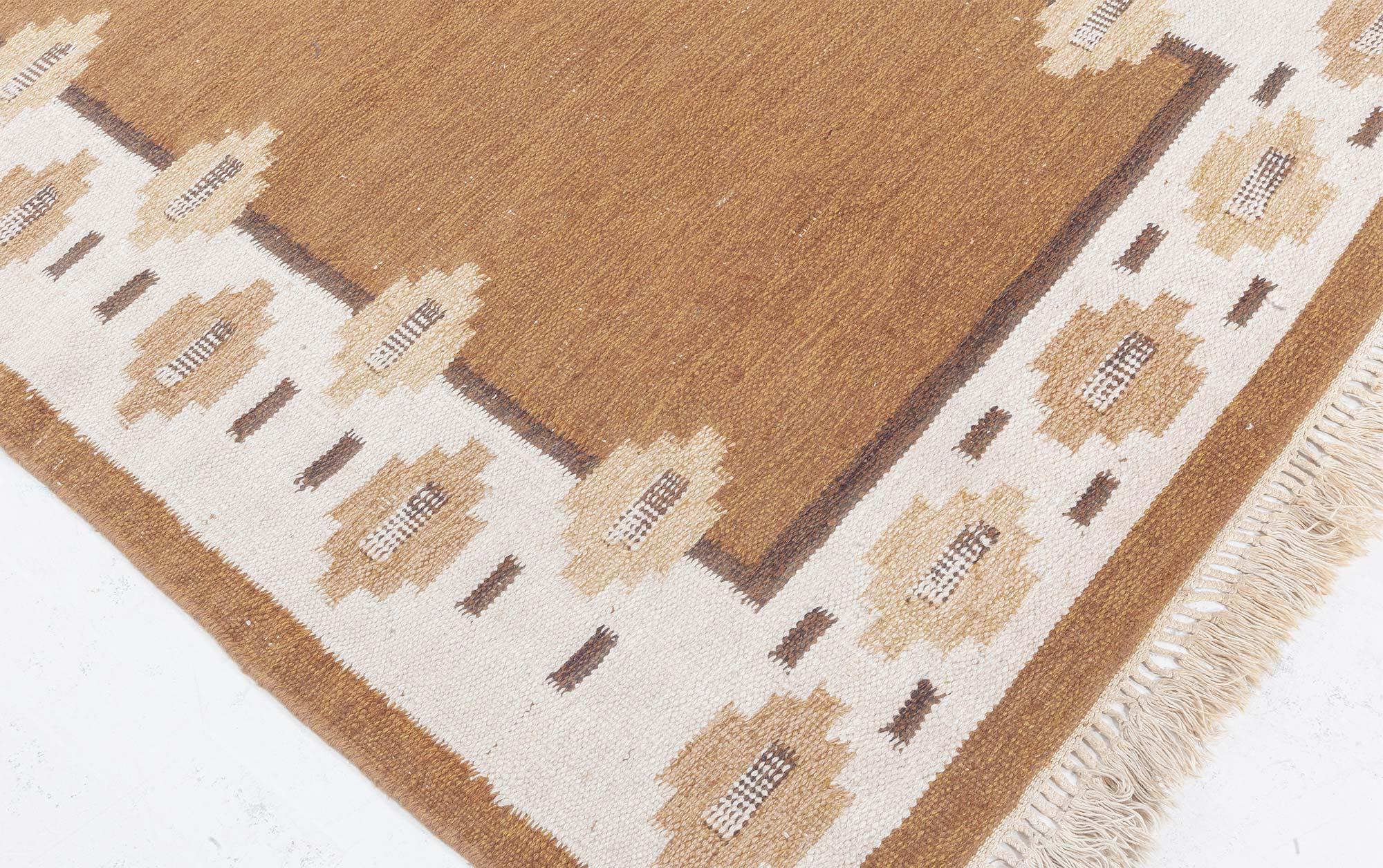 Doris Leslie Blau Vintage Swedish Flat Woven Rug Moderno de mediados de siglo en venta