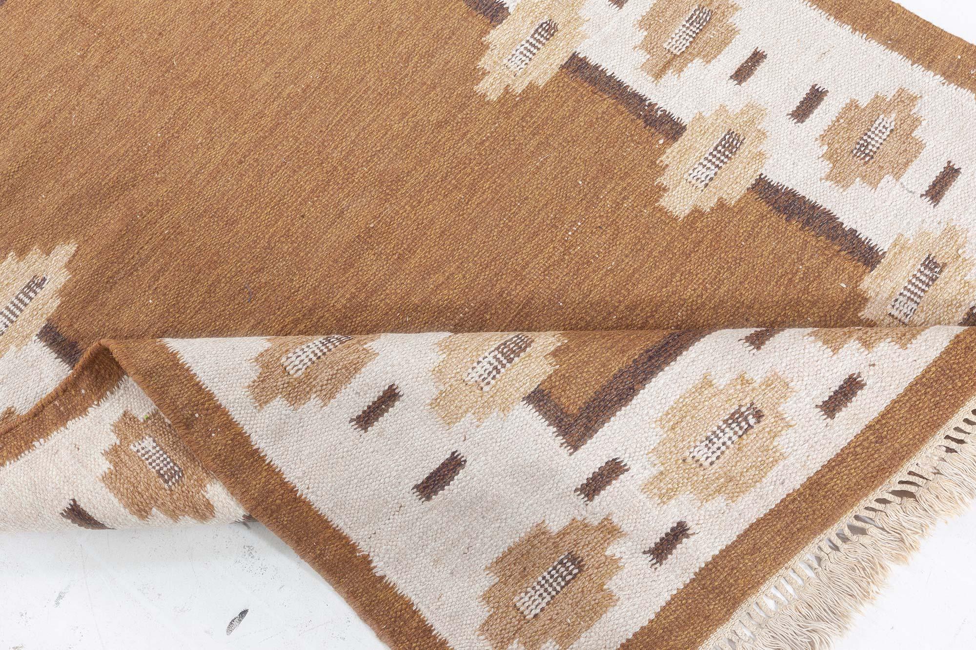 Doris Leslie Blau Vintage Swedish Flat Woven Rug Sueco en venta