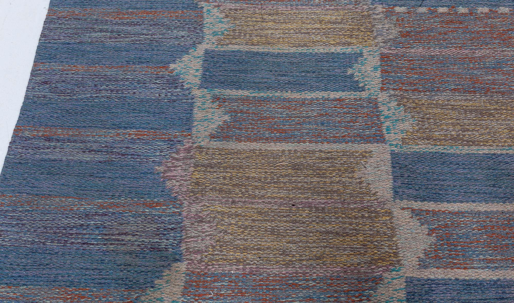 Scandinavo Tappeto Doris Leslie Blau Vintage a tessitura piatta svedese in vendita