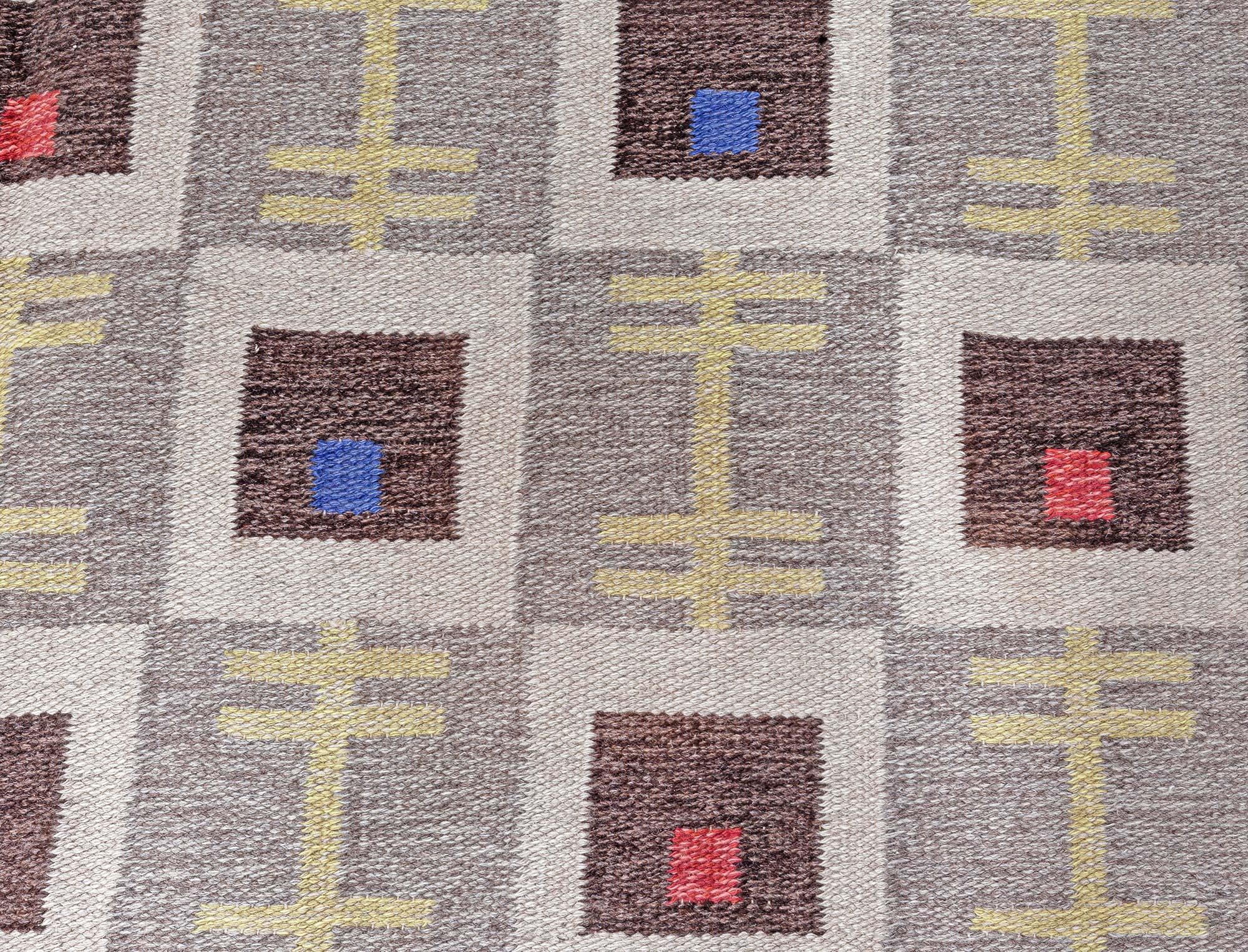 Hand-Woven Doris Leslie Blau Vintage Swedish Flat Woven Rug For Sale