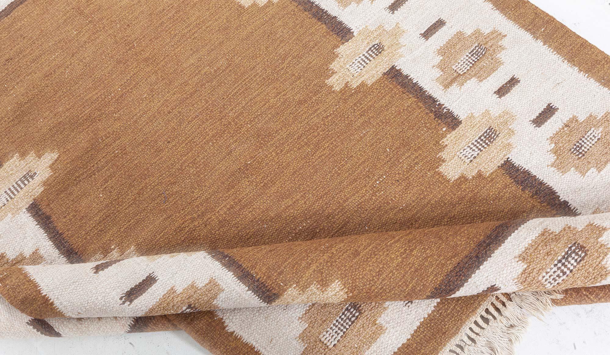 Doris Leslie Blau Vintage Swedish Flat Woven Rug Tejido a mano en venta