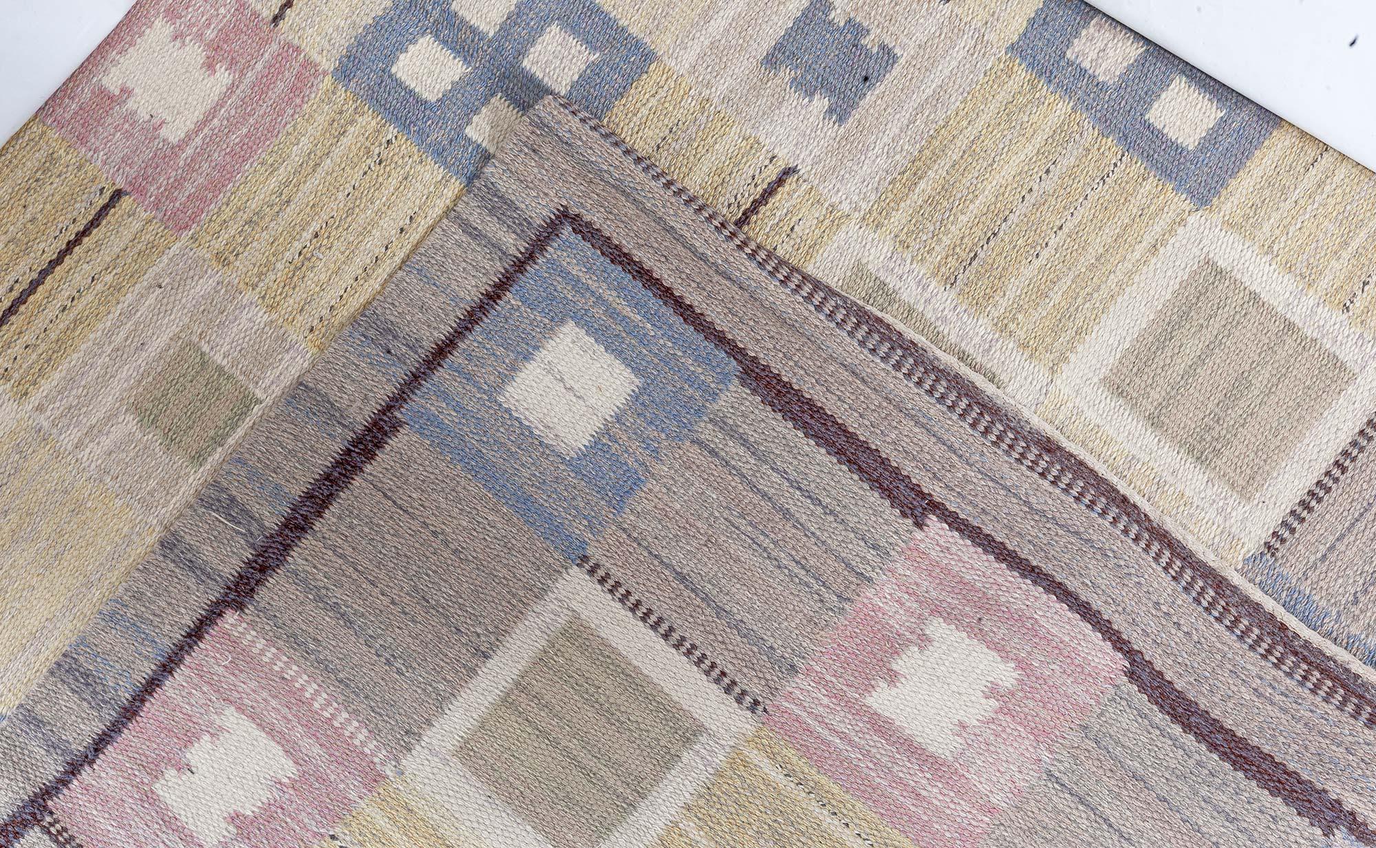 20th Century Doris Leslie Blau Vintage Swedish Flat Woven Rug For Sale