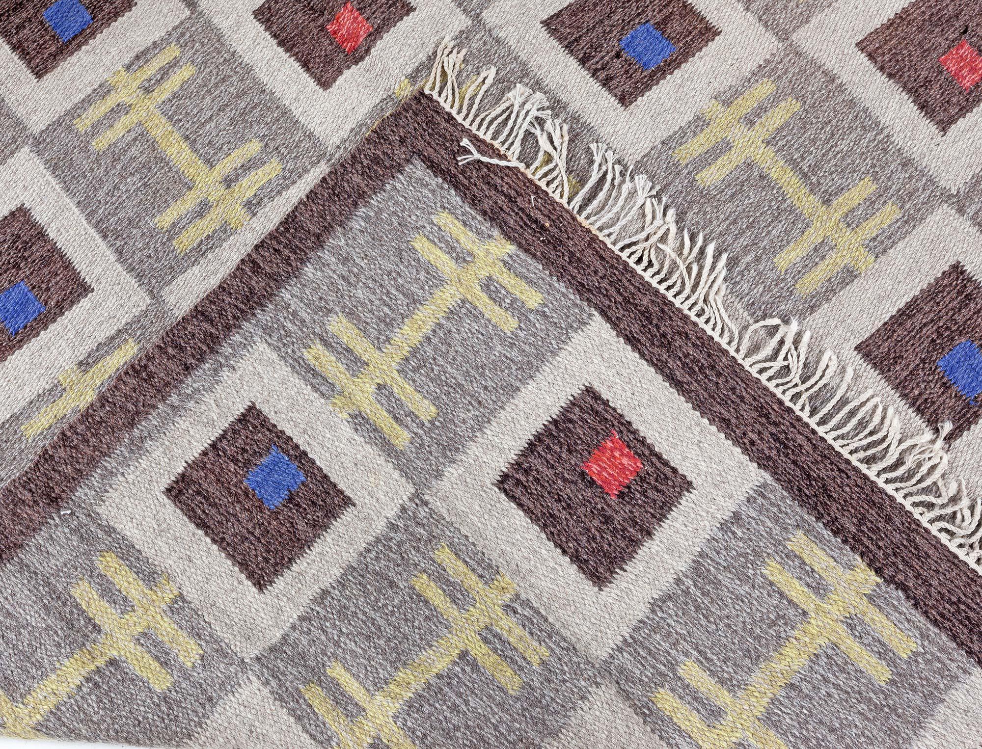 20th Century Doris Leslie Blau Vintage Swedish Flat Woven Rug For Sale