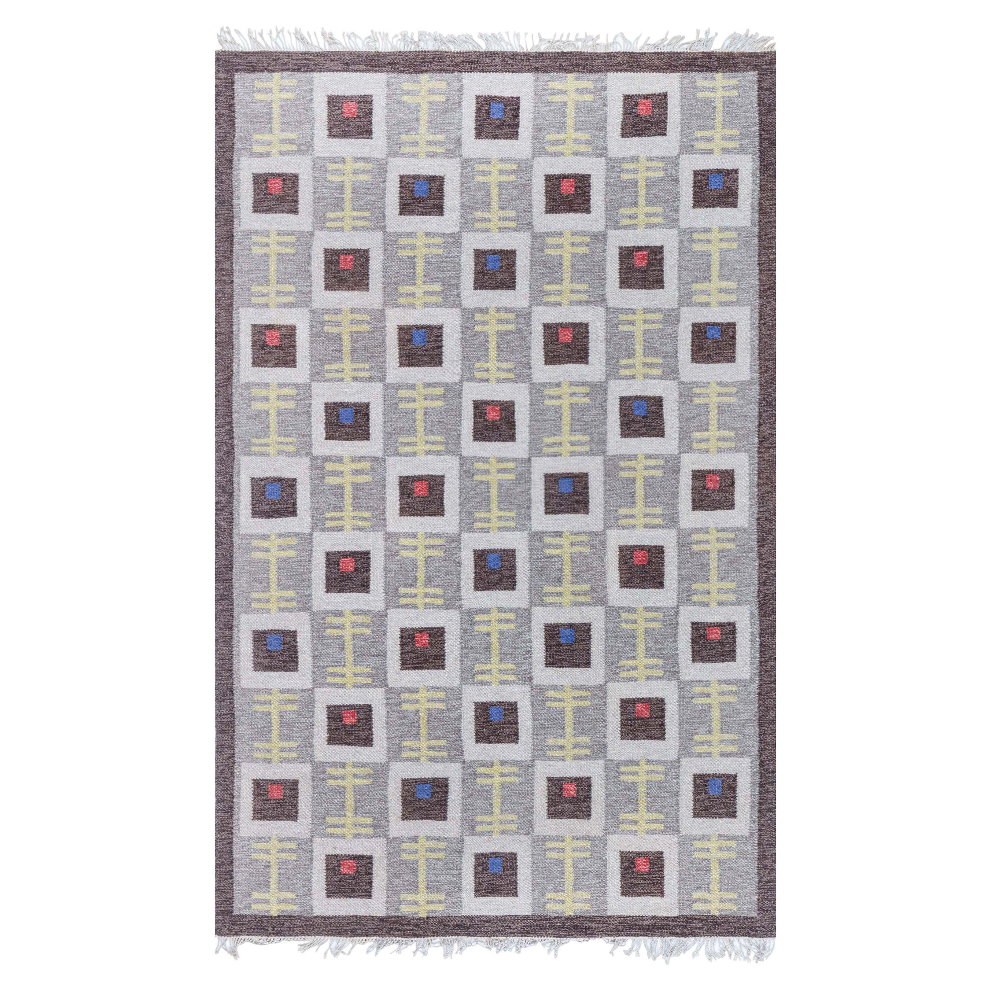 Tapis suédois tissé plat vintage Doris Leslie Blau