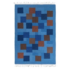 Doris Leslie Blau Alfombra Sueca Vintage de Tejido Plano