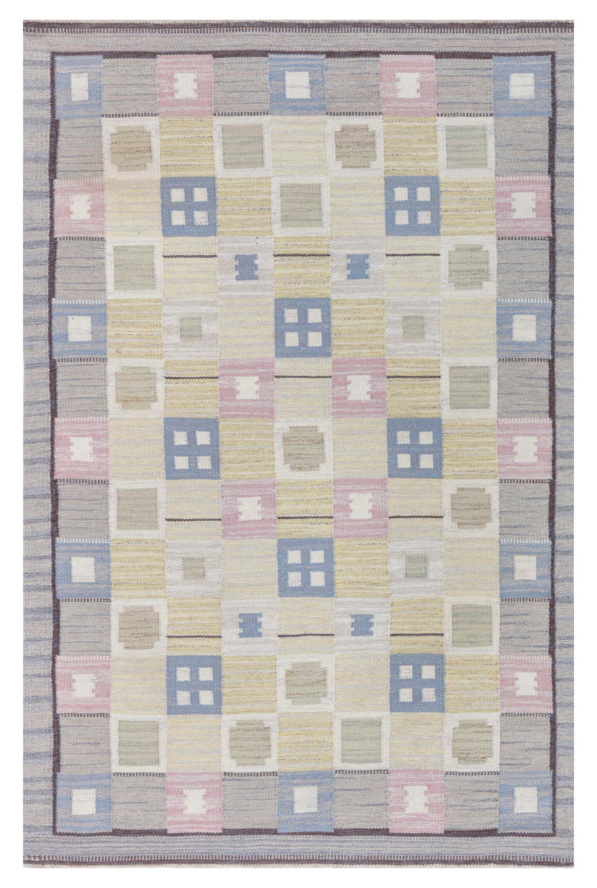 Doris Leslie Blau Vintage Swedish Flat Woven Rug For Sale