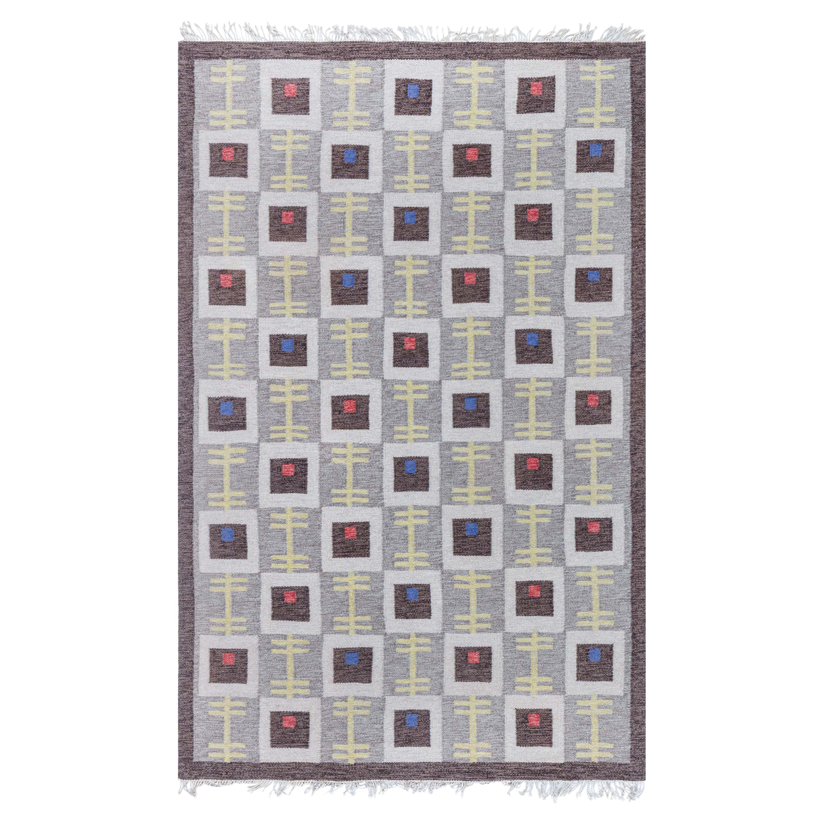 Doris Leslie Blau Vintage Swedish Flat Woven Rug For Sale