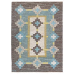 Doris Leslie Blau Vintage Swedish Flat Woven Rug Signed With Initials GS