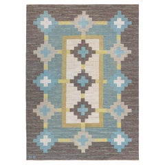Doris Leslie Blau Vintage Swedish Flat Woven Rug Signed With Initials GS