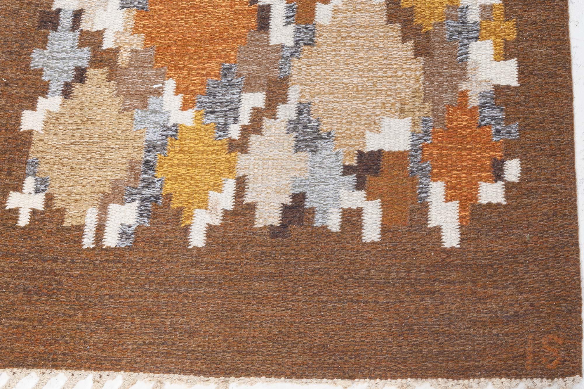 Runner svedese vintage a tessitura piatta di Ingegerd Silow
Dimensioni: 2'9
