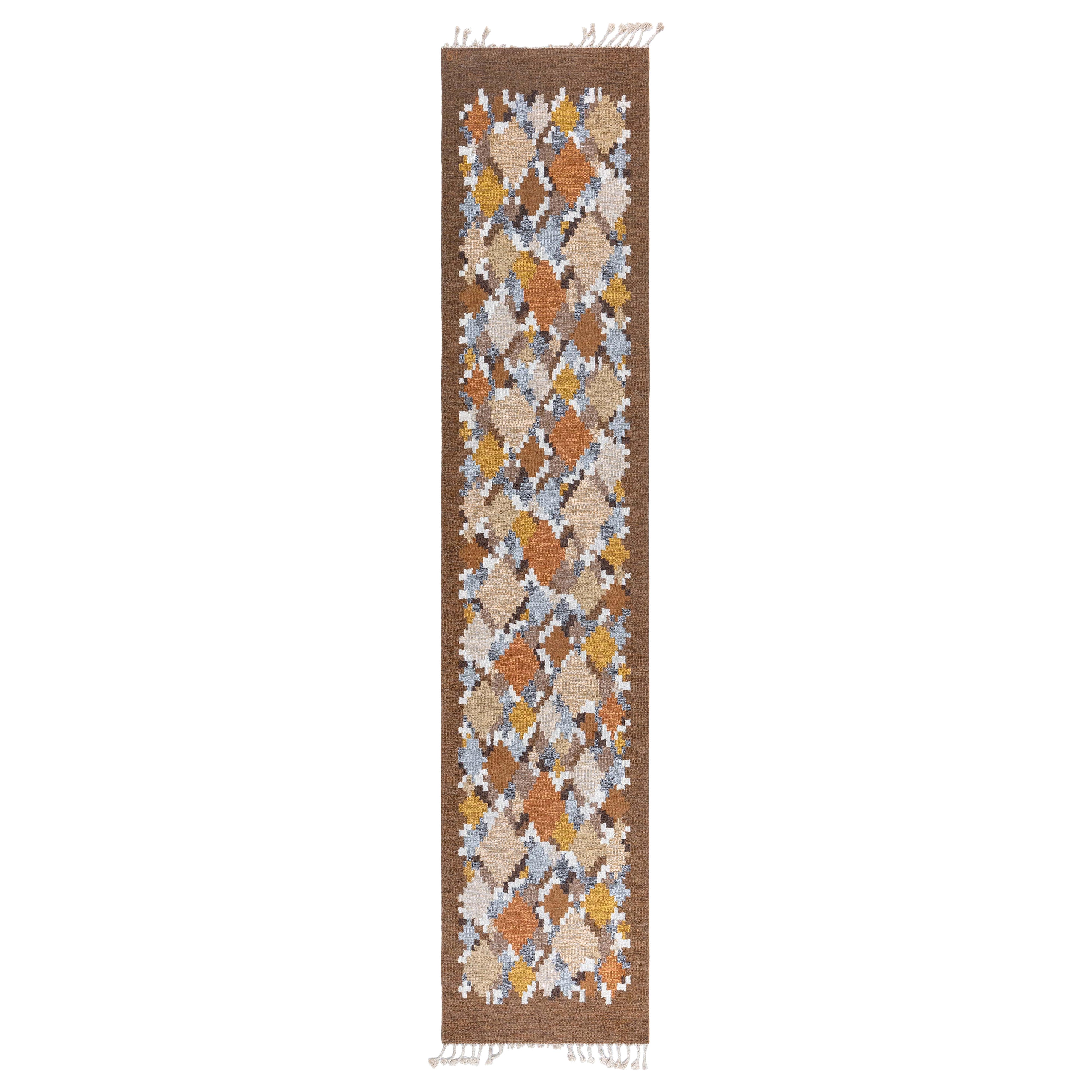 Doris Leslie Blau Vintage Swedish Flat Woven Runner by Ingegerd Silow