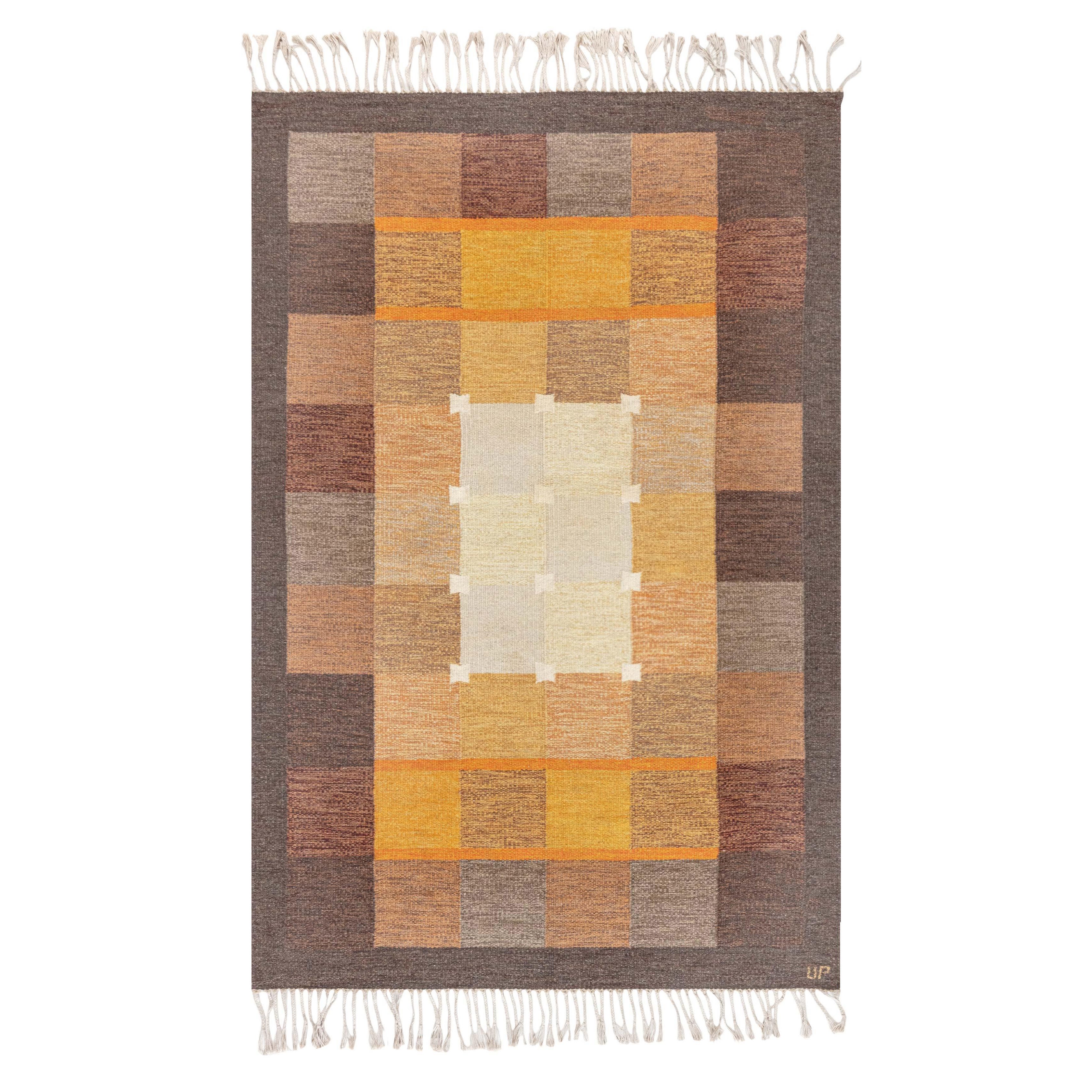 Vintage Swedish Flatweave Rug by Ulla Parkdal, Signed “UP”