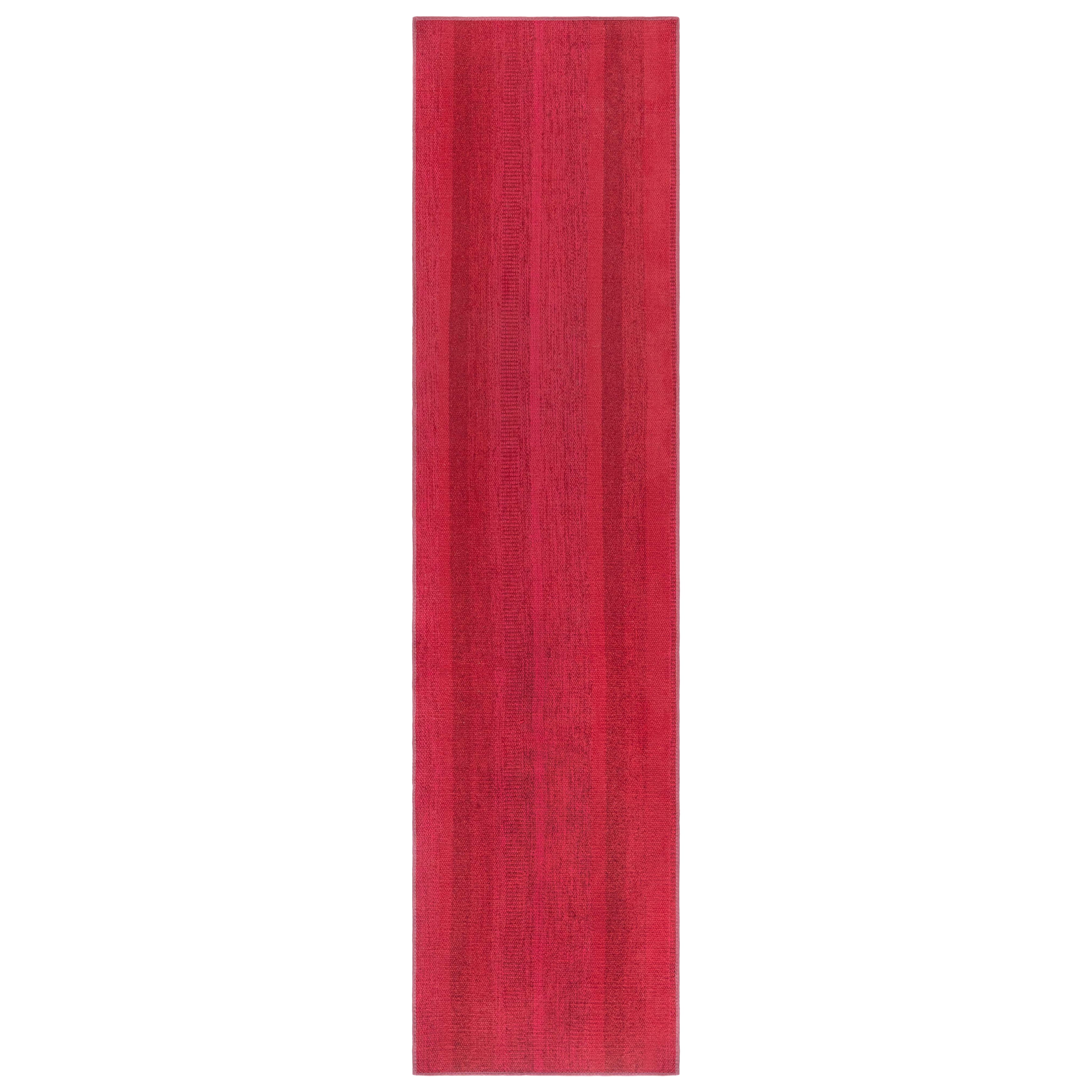 Doris Leslie Blau Vintage Swedish Fragment Runner in Red Tones