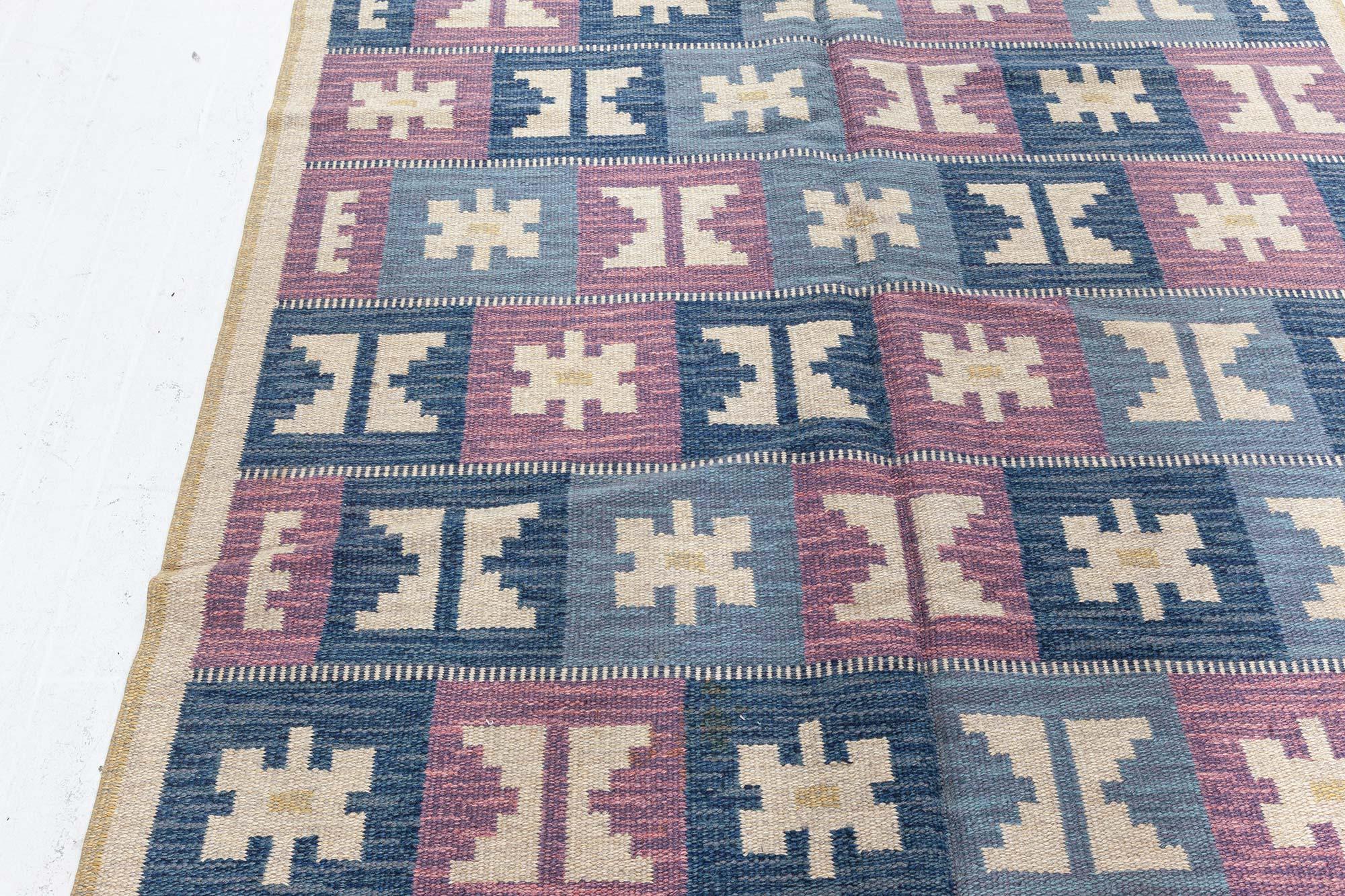 Vintage Swedish geometric flat-weave wool by Anna-Greta Sjöqvist
Size: 5'2