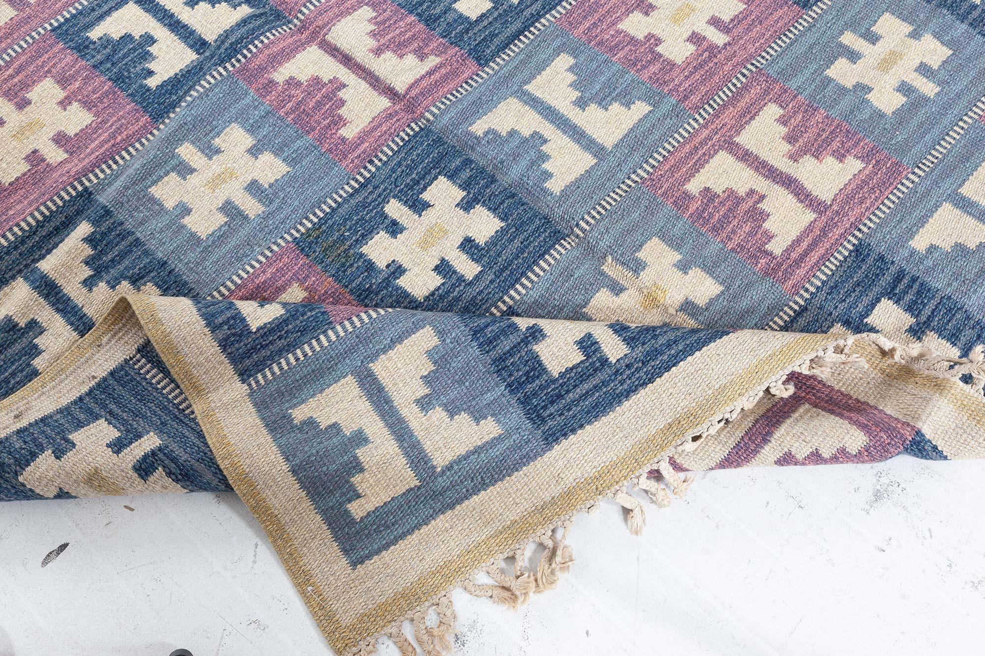 Doris Leslie Blau Vintage Swedish Geometric Flat-Weave by Anna-Greta Sjöqvist For Sale 1