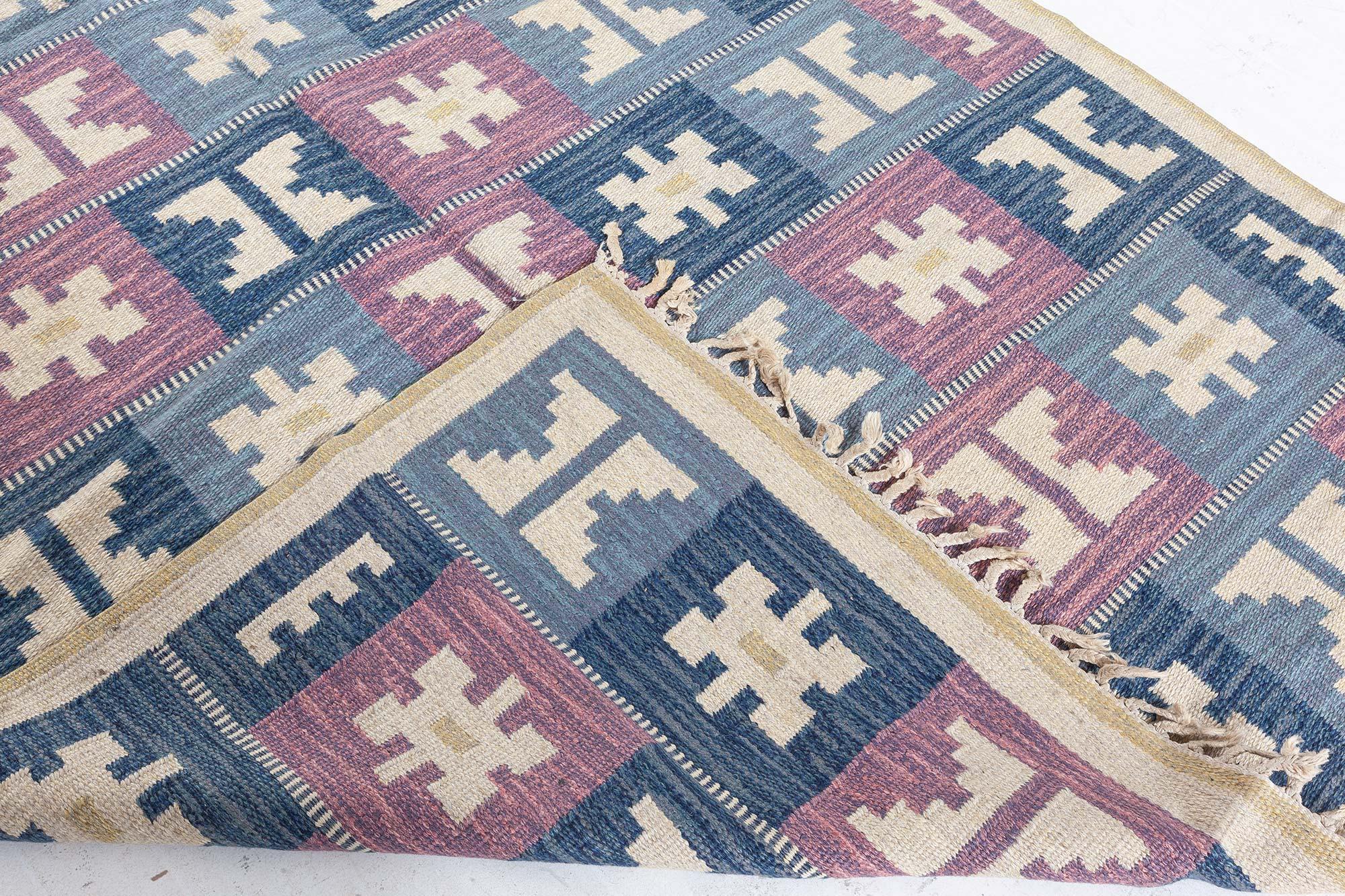 Doris Leslie Blau Vintage Swedish Geometric Flat-Weave by Anna-Greta Sjöqvist For Sale 2