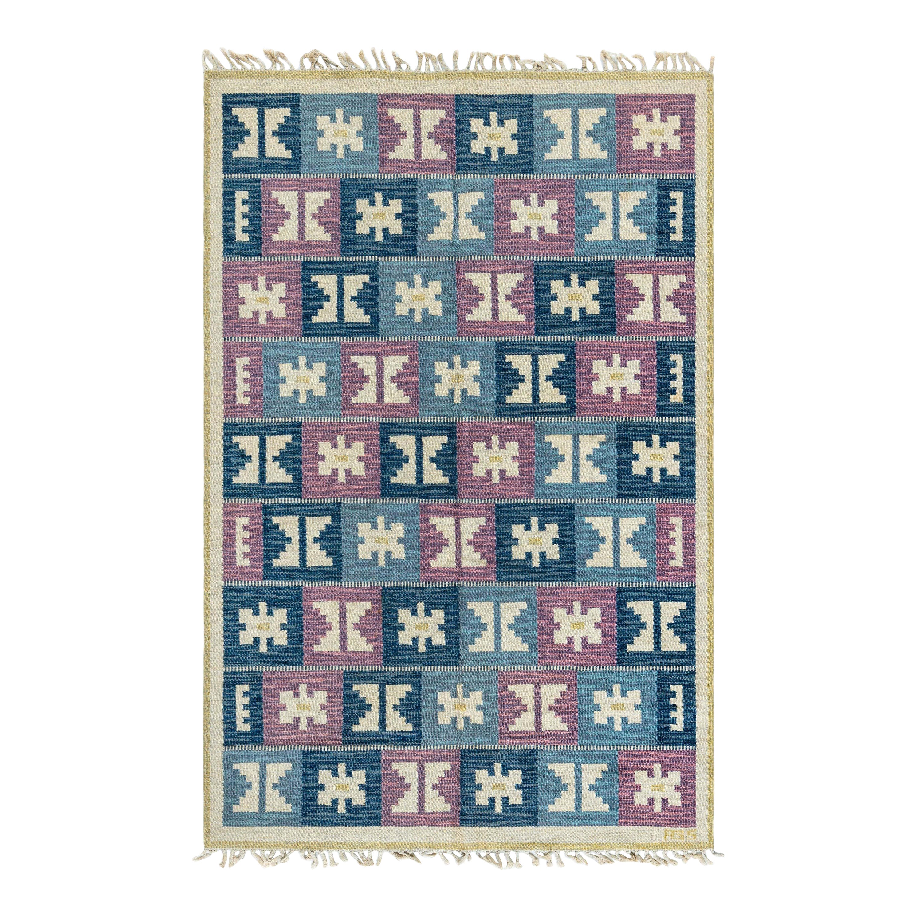 Doris Leslie Blau Vintage Swedish Geometric Flat-Weave di Anna-Greta Sjöqvist