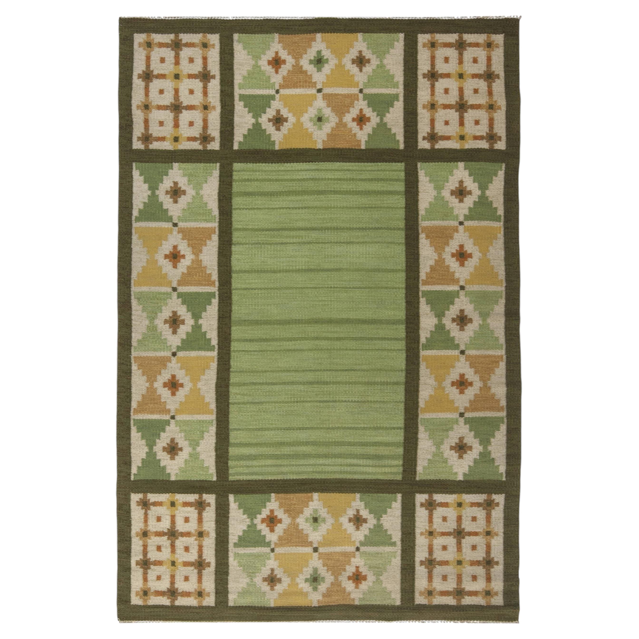 Doris Leslie Blau Vintage Swedish Geometric Flatweave Wool Carpet In Warm Tan