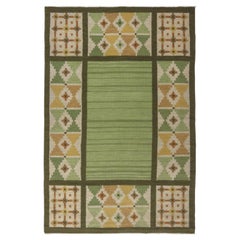Doris Leslie Blau Vintage Swedish Geometric Flatweave Wool Carpet In Warm Tan