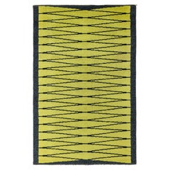 Tappeto vintage in lana a trama piatta di Doris Leslie Blau, con motivo geometrico svedese, colore verde bosco
