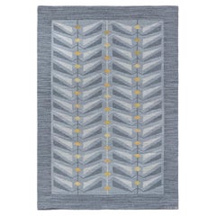 Doris Leslie Blau Vintage Swedish Geometric Gray Flatweave Rug - Signed Vf-E-65