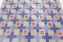 Doris Leslie Blau Vintage Swedish Geometric Light Gray Flatweave Wool Rug