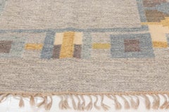 Doris Leslie Blau Vintage Swedish Geometric Slate Gray Flatweave Rug Signed "JR"