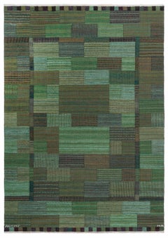 Doris Leslie Blau Vintage Swedish Green Rug by Marianne Richter AB MMF