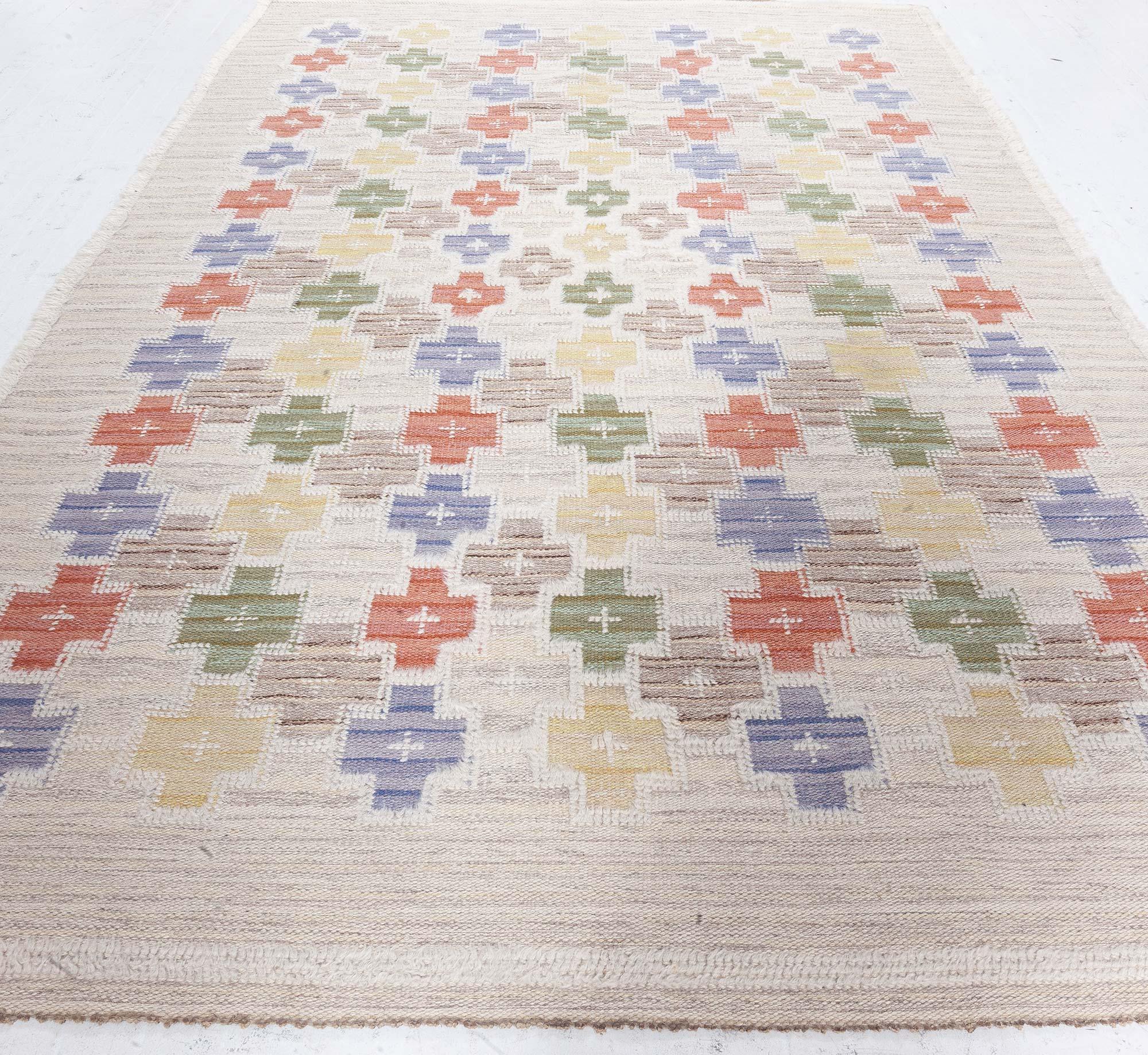 Tapis vintage suédois Sodra Kalmar Lans Hemslojd
Taille : 7'1