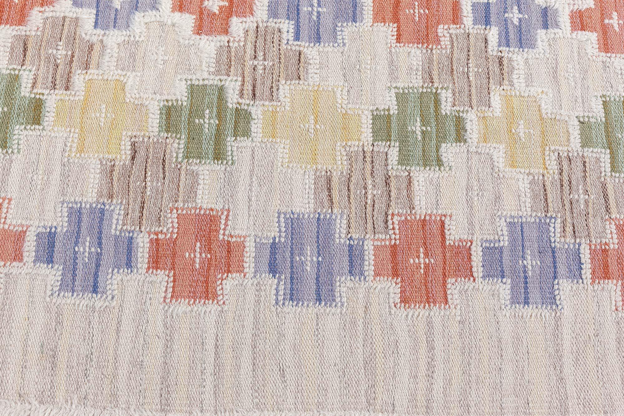 Mid-Century Modern Tapis vintage suédois haut et bas Doris Leslie Blau par Sodra Kalmar Lans Hemslojd en vente