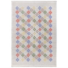 Doris Leslie Blau Vintage Swedish High and Low Rug by Sodra Kalmar Lans Hemslojd