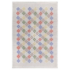 Doris Leslie Blau Alfombra Vintage Sueca Alta y Baja by Sodra Kalmar Lans Hemslojd