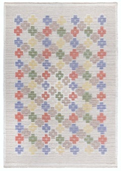 Doris Leslie Blau Vintage Swedish High and Low Rug by Sodra Kalmar Lans Hemslojd