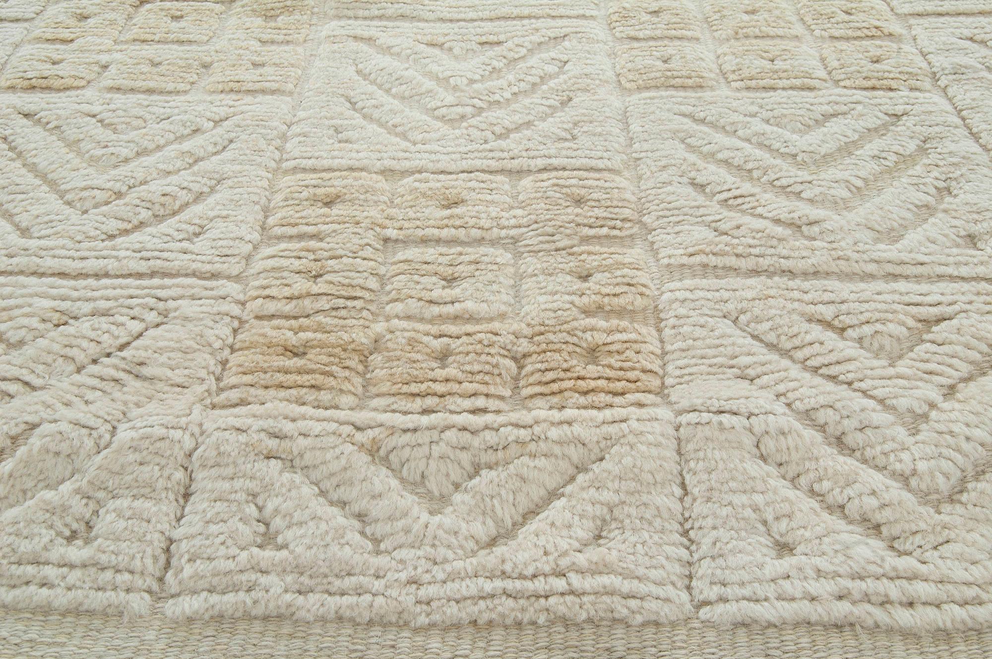 Mid-Century Modern Doris Leslie Blau Vintage Swedish High-Low Pile Wool Rug For Sale