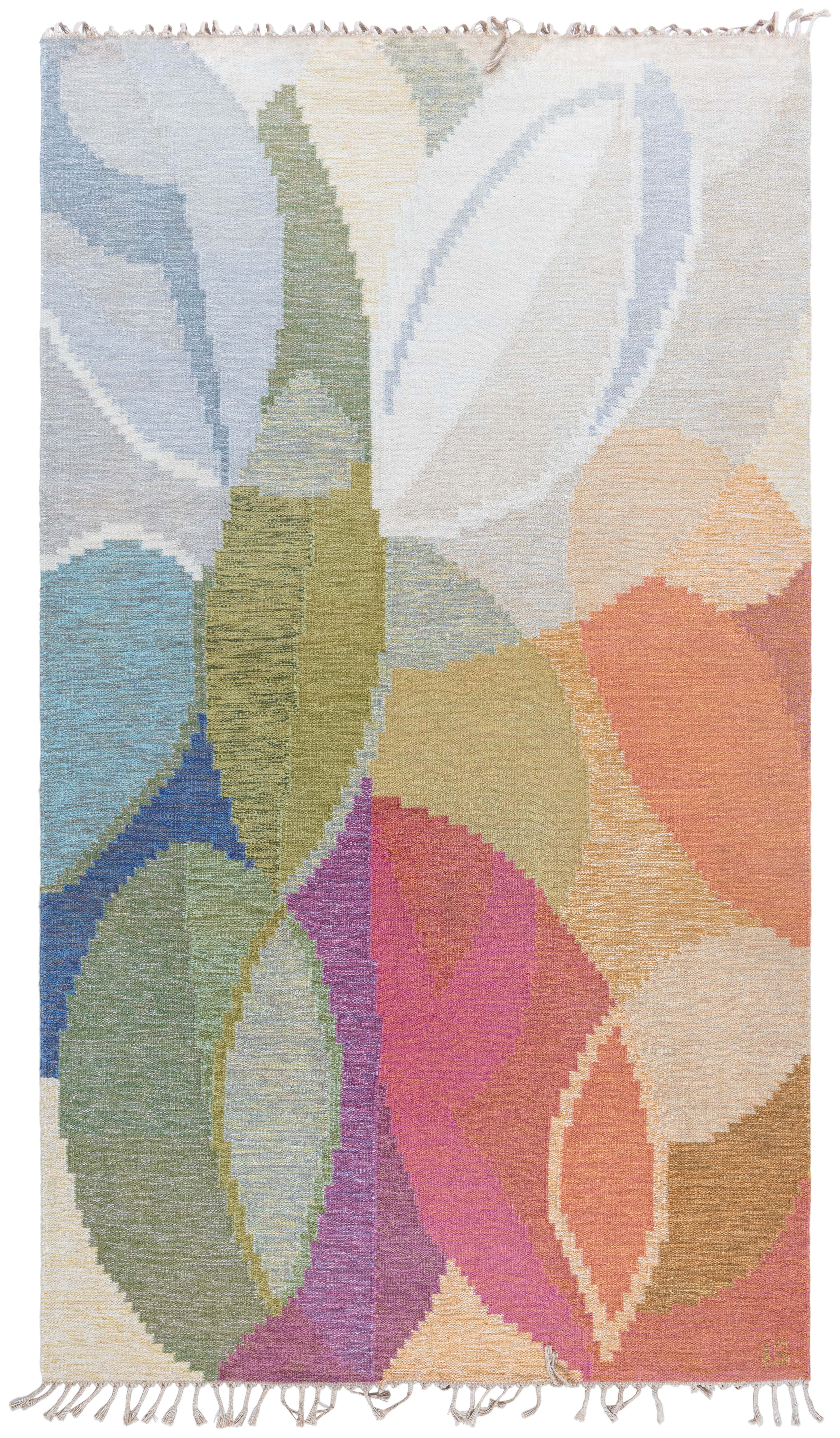 Doris Leslie Blau Vintage Swedish Light Beige Flatweave Rug By Ingegerd Silow