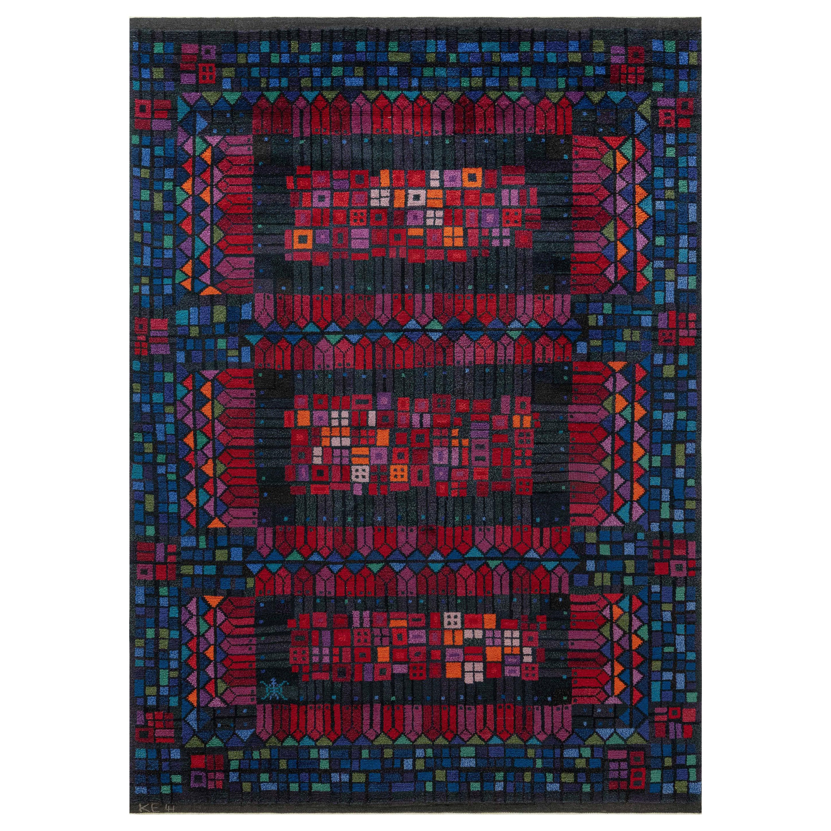 Doris Leslie Blau Vintage Swedish Pile Rug by Kerstin Ekengren For Sale