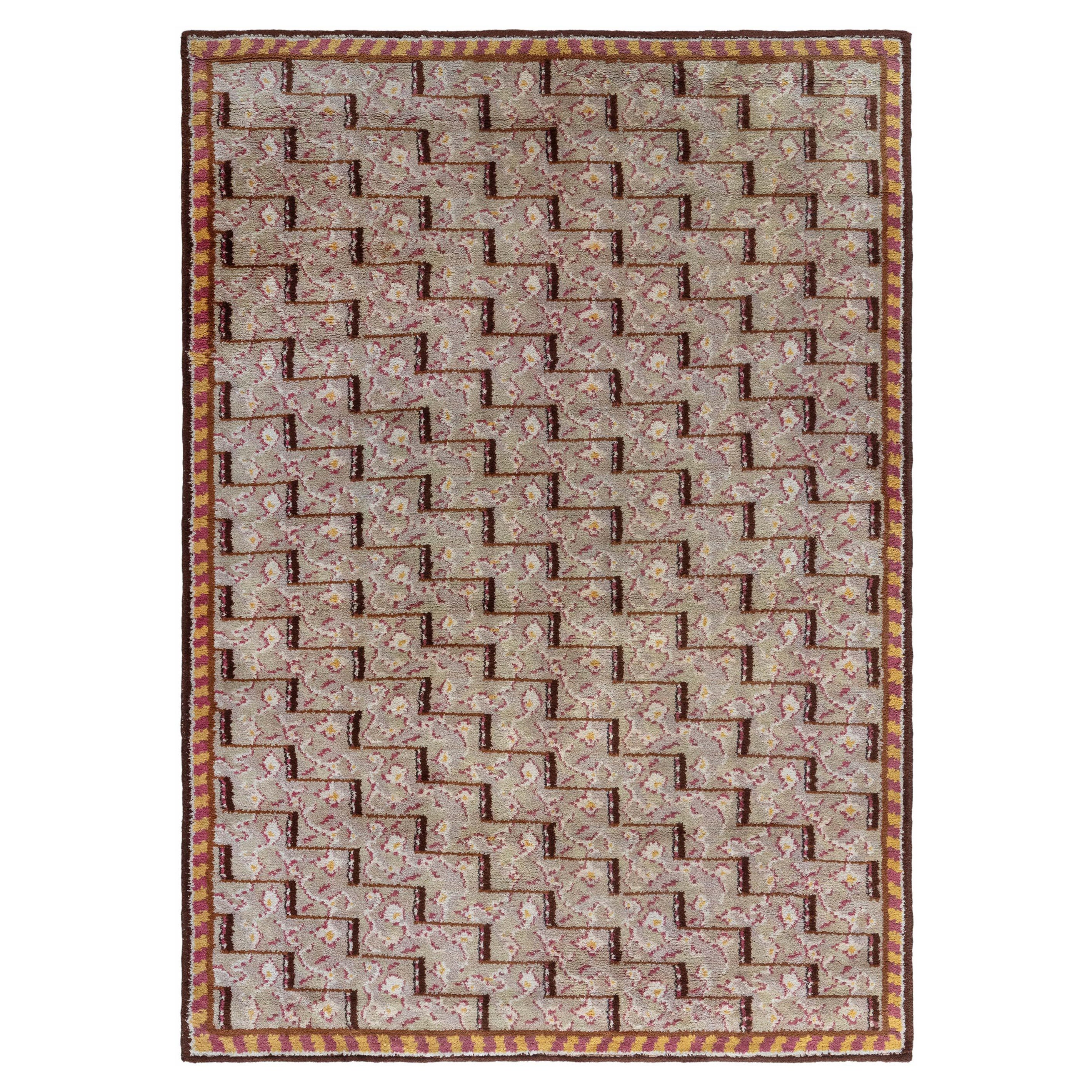 Doris Leslie Blau Vintage Schwedischer Florteppich