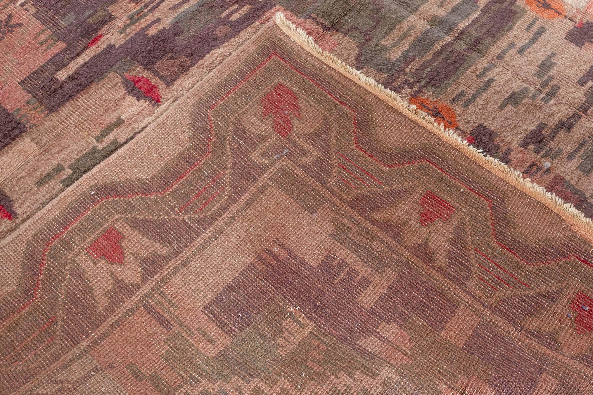 Doris Leslie Blau Vintage Swedish Pile Rug in Earthy Tapestry Style For Sale 5